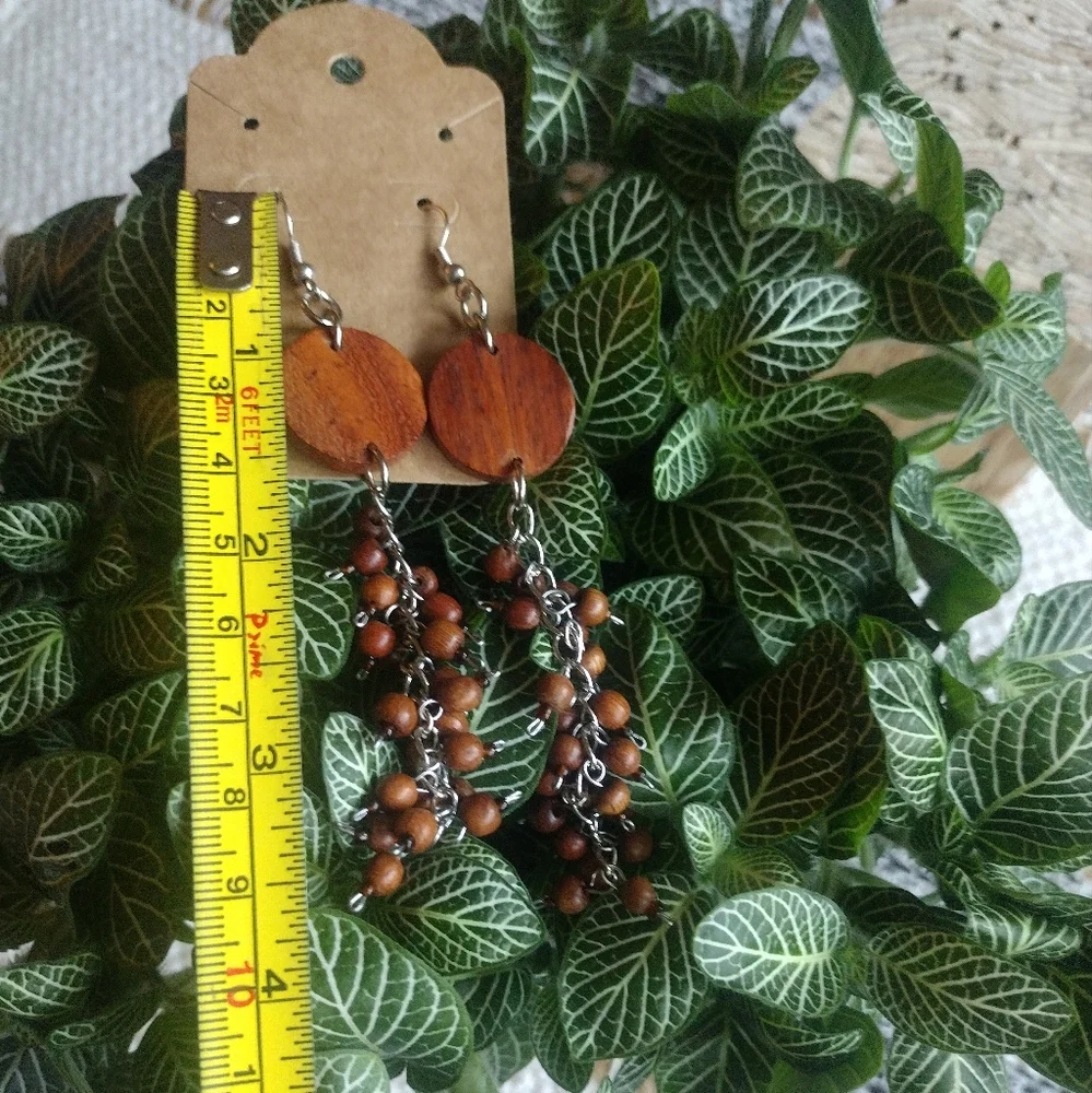 3/ $20 Gorgeous Handcrafted Wooden Earrings - Picture 3 of 3